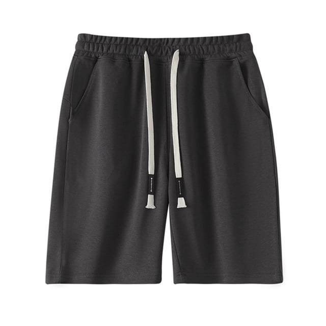 Men's Casual Elastic Waist Drawstring Shorts - Summer Beach Linen Shorts, Polyester, All Occasions