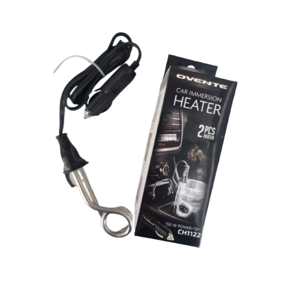 OVENTE Car Electric Immersion Heater, Portable Submersible Warmer, Black Pack of 2 CH1122