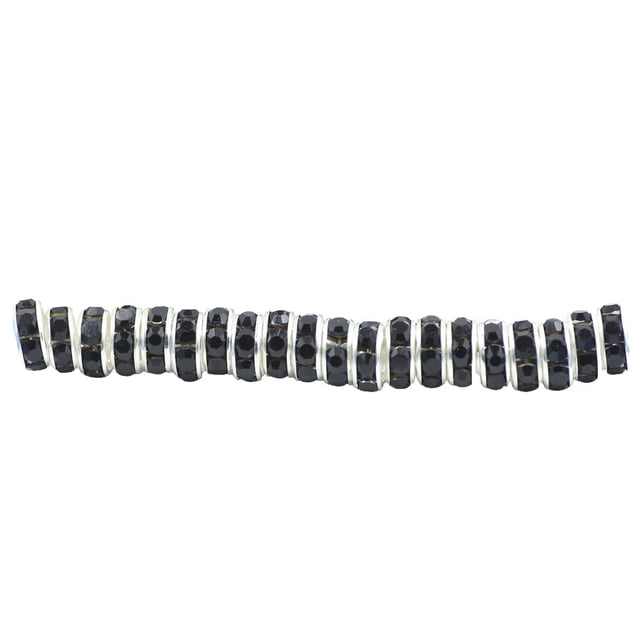 facefd 100 Pieces Rhinestone Rondelles with Big Holes Charm Spacer Beads Jewelry Crystal Multi-colors Loose Bead for DIY Necklace Black