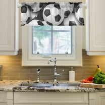 Footballs Full Curtain Valances Farmhouse Design Window Treatment Decor Blackout Rod Pocket for Windows Living Room Kitchen 54" x 18"