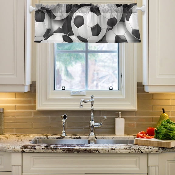 Footballs Full Curtain Valances Farmhouse Design Window Treatment Decor Blackout Rod Pocket for Windows Living Room Kitchen 54" x 18"