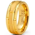 thumbnail image 2 of Mens Tungsten Carbide Brick Pattern Wedding Band Engagement Ring 8MM Goldtone, 2 of 4