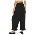 thumbnail image 2 of TSSOE Women Wide Leg Long Bloomers Pants Ruffle Elastic Waist Loose Fit Trousers Suitable for Office & Parties Black S, 2 of 5