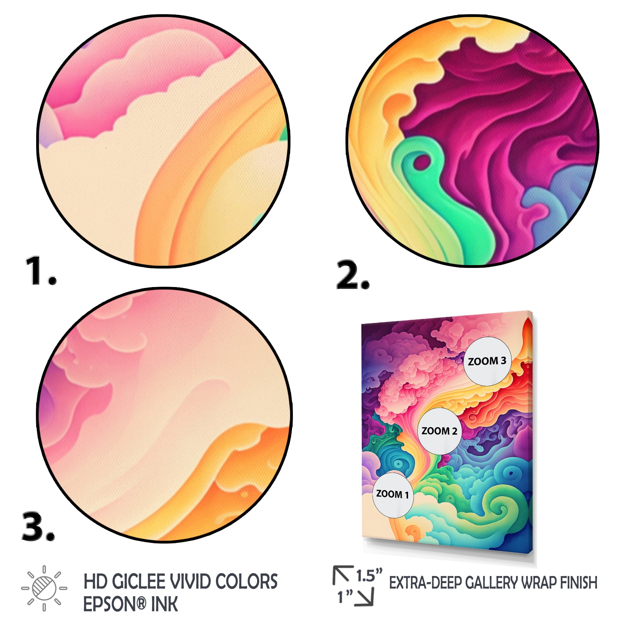 Designart Multicolor Swirly Clouds III Canvas Wall Art