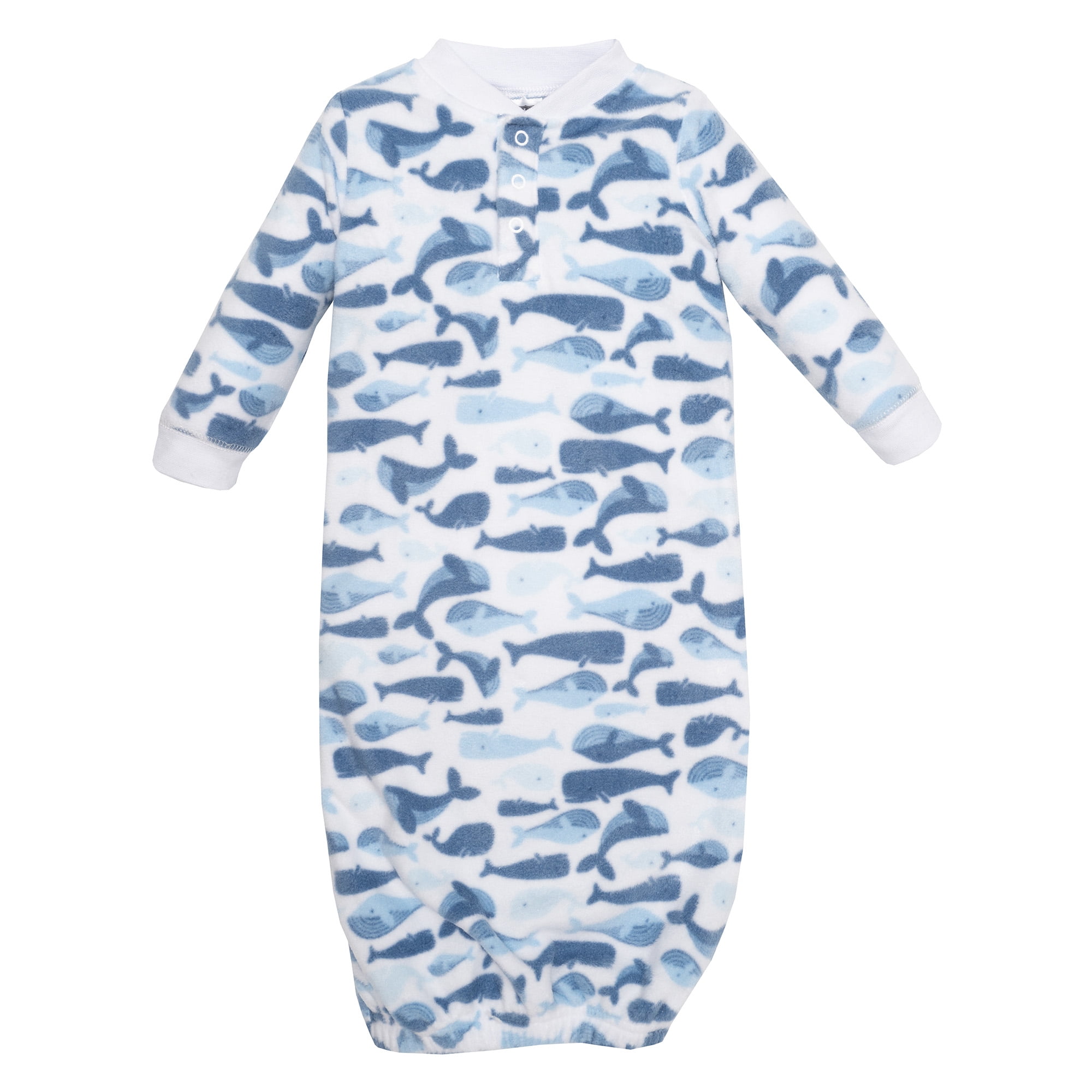 Hudson Baby Infant Boys Fleece Gowns, Cute Whales, Preemie-Newborn