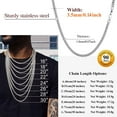thumbnail image 4 of FindChic Cuban Chain for Men Stainless Steel Necklaces Curb Link Chains Gifts for Dad Husband, 3.5mm/30'', 4 of 7