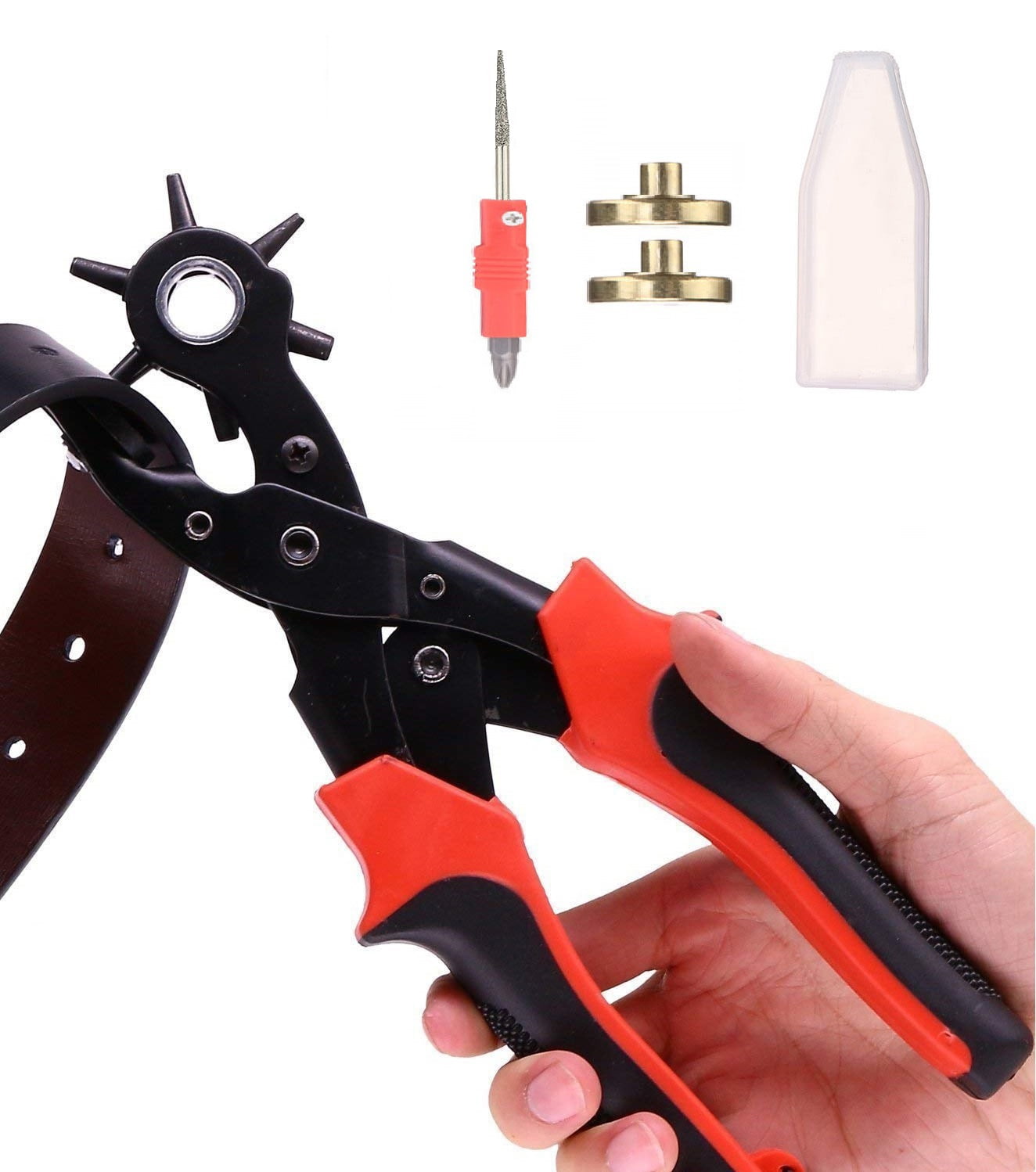 6 Sized Heavy Duty Leather Hole Punch Hand Plier Belt Holes Revolving Punches 