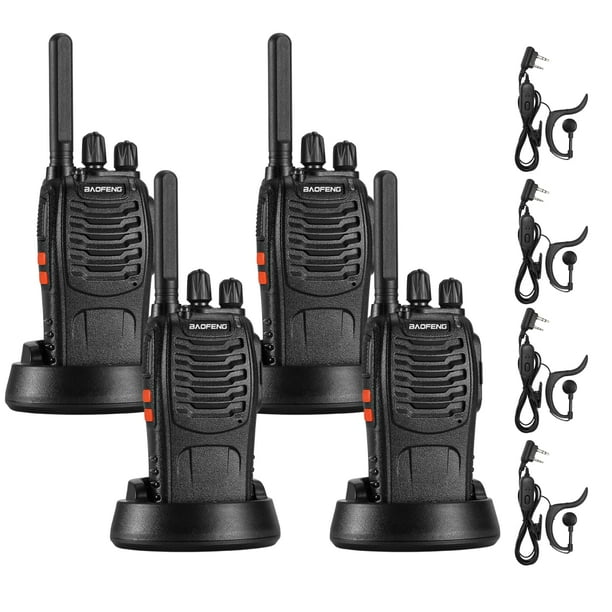 Walkie Talkies BAOFENG BF-88ST de largo alcance, paquete de 4 con auriculares