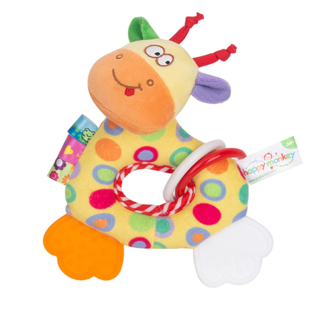 Baby Teething Rattles Toys, Soft Hand Grab Toys Crinkle Squeaky Sensory