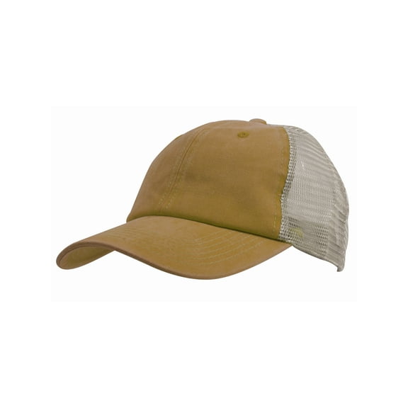 Top Headwear Pigment Dyed Adjustable Trucker Hat - Gold/Khaki