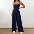 thumbnail image 2 of Women's Summer Spaghetti Strap Sleeveless Jumpsuit Wide Leg Baggy, 2 of 7