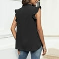 thumbnail image 6 of MESSUEN Sleeveless Shirts for Women Front Tie Top V-neck Flounce Tank Tops for Women Casual Solid Sleeveless Chiffon Blouses Ruffle Elegant Vest Women's Shirts Women Basic Tops Black L, 6 of 8