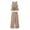 Khaki, variant on Purcolt Womens Chiffon 2 Piece Matching Set Dressy Casual Stripes V Neck Sleeveless Shirts High Waisted Wide Leg Pants Comfort Loose Fit Business Work Office Outfits