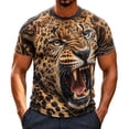 thumbnail image 2 of Men's Fierce Leopard Animal Graphic T-Shirts 3D Print Novelty Short Sleeve Crewneck Casual Summer Everyday Tees Comfortable Lightweight Breathable Tops, 2 of 5