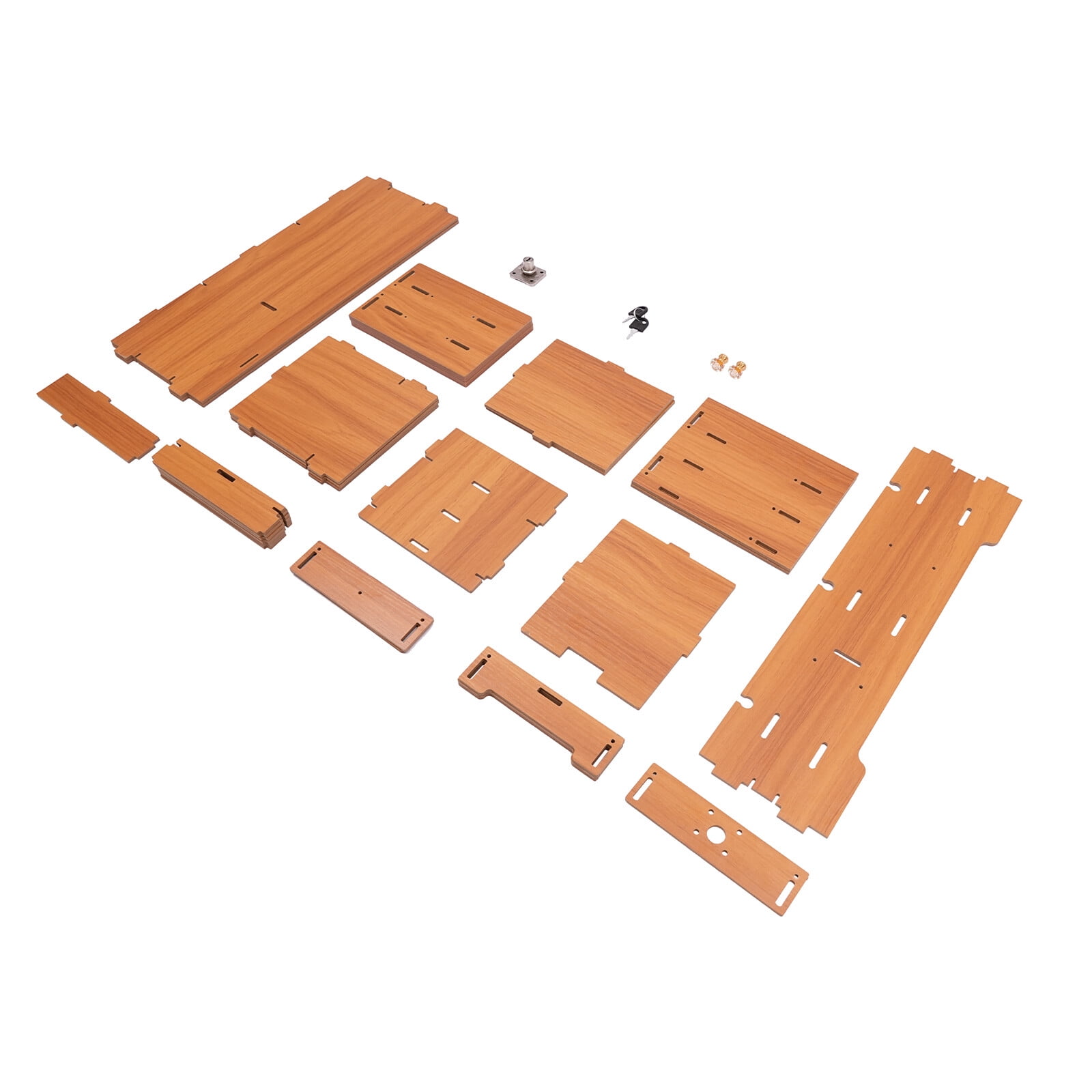 Wooden Desk Organizer With Drawers Office Supplies Computer Stand Desktop Tabletop Storage Stand