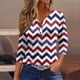 thumbnail image 1 of Fiudx Ofertas Relámpago Blusa de Manga 3/4 Corta Estampada a La Moda para Mujer, Blusa Informal con Cuello Redondo, 1 of 5