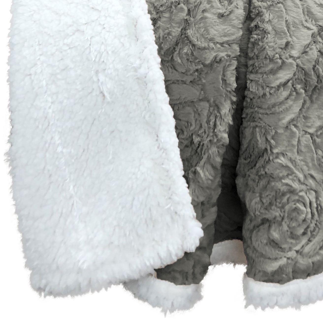 Faux Fur Reversible Sherpa Throw Grey 50x60