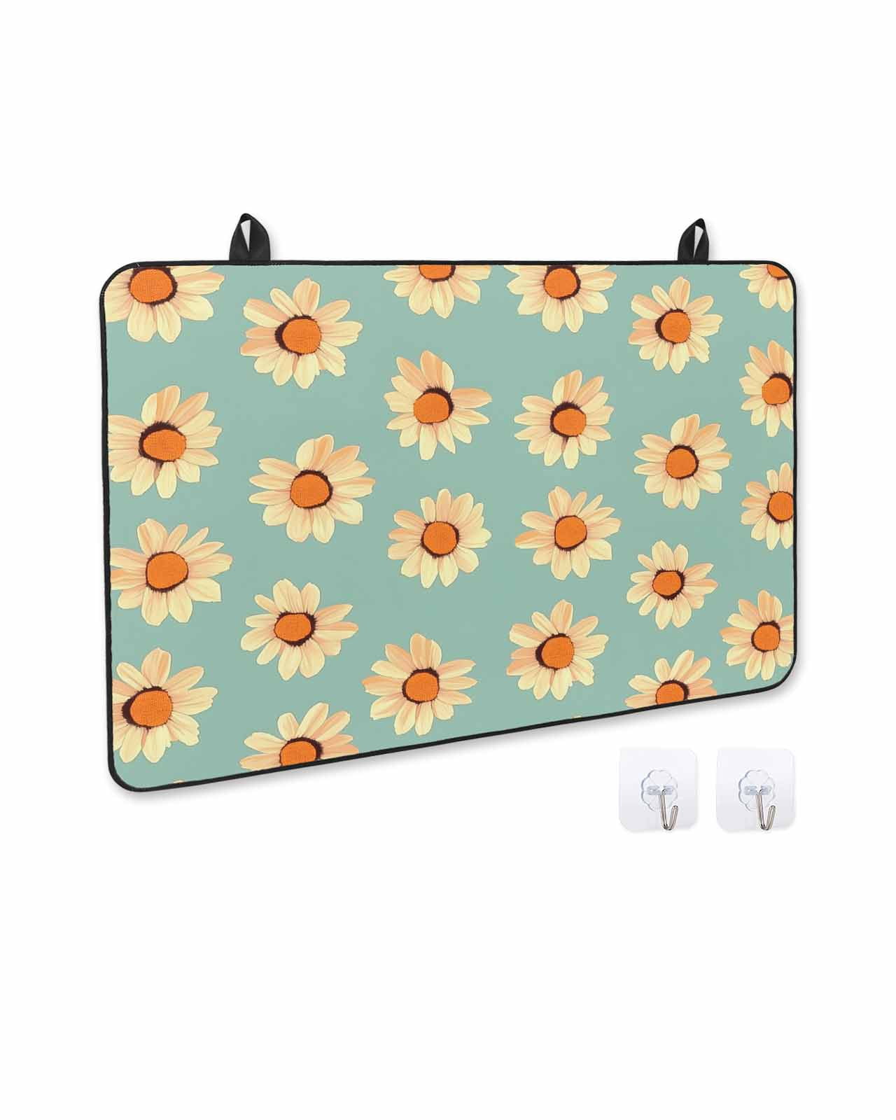 nqOlkjepod Large Induction Cooktop Protector Mat 24"x21", Yellow Green Spring Floral Stove Top Covers for Electric Stove, Watercolor Botanical Stove Burner Cover Mats, Glass Top Stove Cover