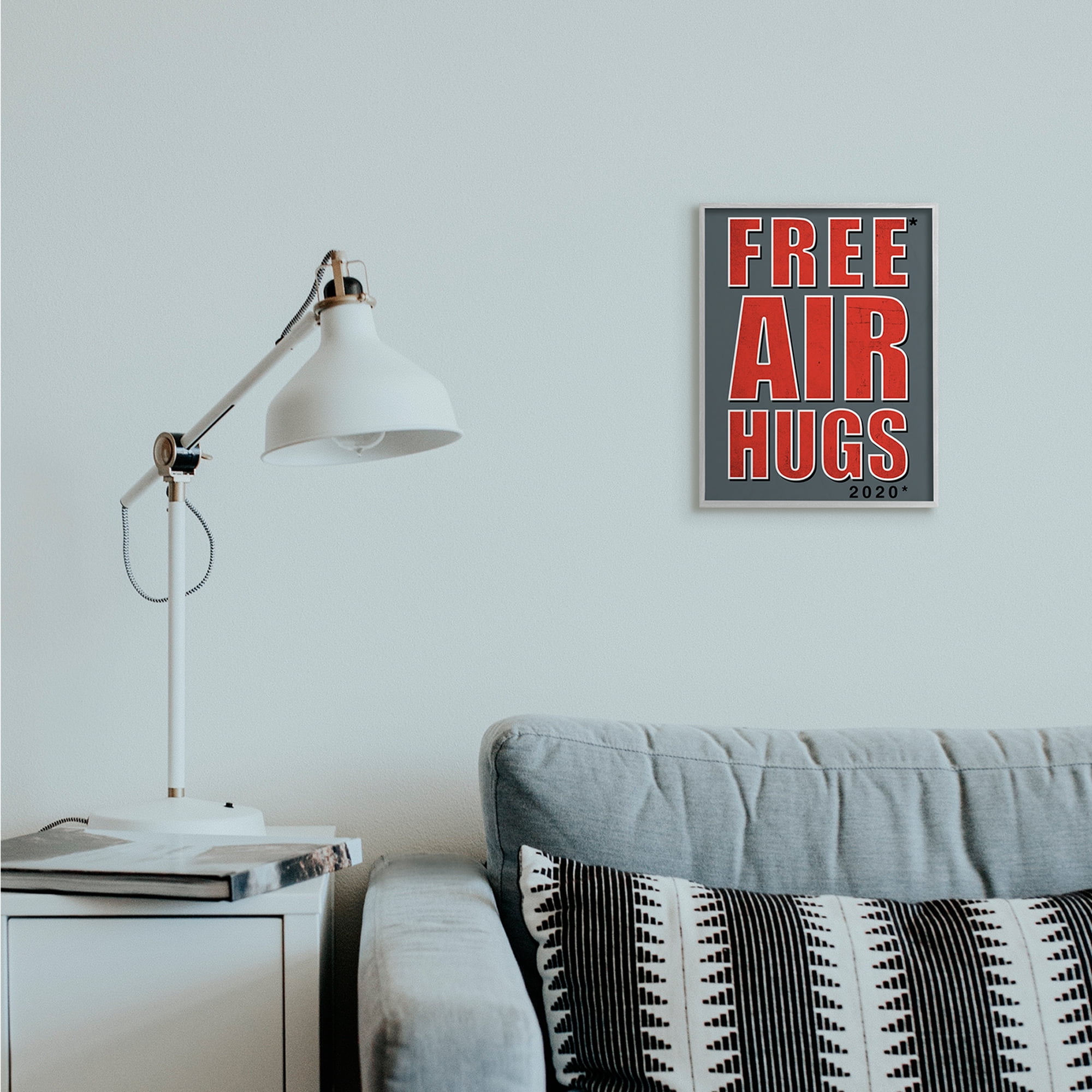 Stupell Industries Free Air Hugs Phrase 2020 Reference Blue Red Gray Framed by Buck Wear