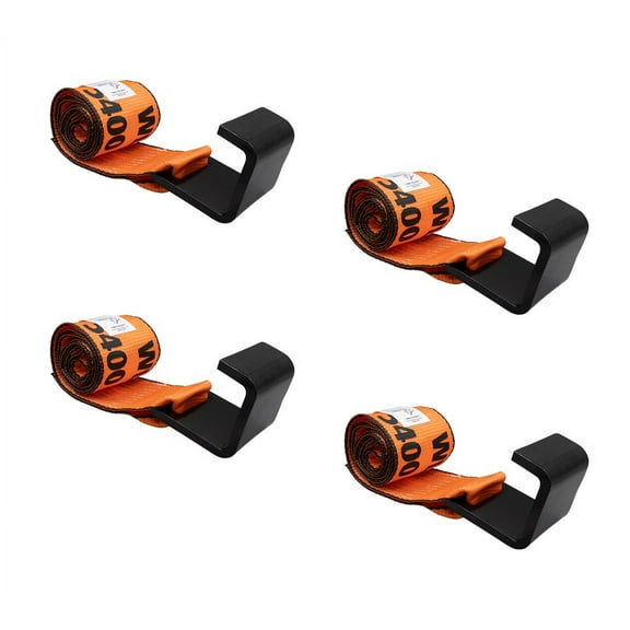 (4 Pack) 4" x5' Orange Roll Off Winch Strap for Container w/Large Flat Hook - 5400 lbs WLL High abrasion Trailer Heavy Duty Roll Off Strap for Safe Cargo Securement