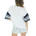 thumbnail image 2 of Women's Gameday Couture White Denver Broncos Contrast Mesh Heritage Stripe Oversized T-Shirt, 2 of 3