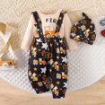 thumbnail image 2 of newwalpole My First New Year Baby Boy Outfit Newborn Letter Print Long Sleeve Romper Suspender Pants Hat 3Pcs Sets Beige for Size 6-9 Months, 2 of 4