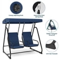 thumbnail image 2 of Kicctian 2-Seat Patio Swing Chair with Adjustable Canopy, Heavy Duty Steel Frame, Independent Seats & Removable Cushions, Outdoor Swing Chair for Garden, Poolside, Backyard, Dark Blue, 2 of 9