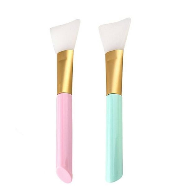 Pinceles de Maquillaje de Silicona (2Pcs) - Reutilizables, Cerdas Suaves, Tamaño 14x3cm - para Aplicación de Base de Maquillaje, Maquillaje Profesional/Casero, Distribución Uniforme