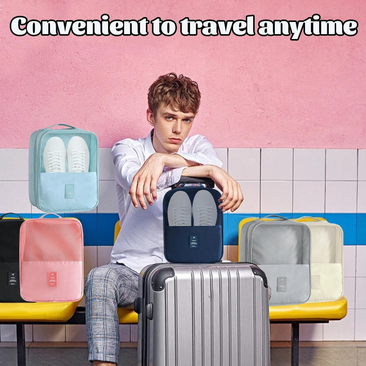 6 PCS Travel Shoe Bag Travel Waterproof Shoe Bag Portable Shoes Bags for Three Pairs of Shoes for Daily Travels, Suitcase (Multiple Colors)