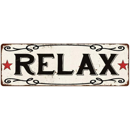 Old Style Metal - RELAX Country Style w/Red Stars Vintage Look Metal Sign 6x18 Old Advertising Man Cave Game Room M6180788