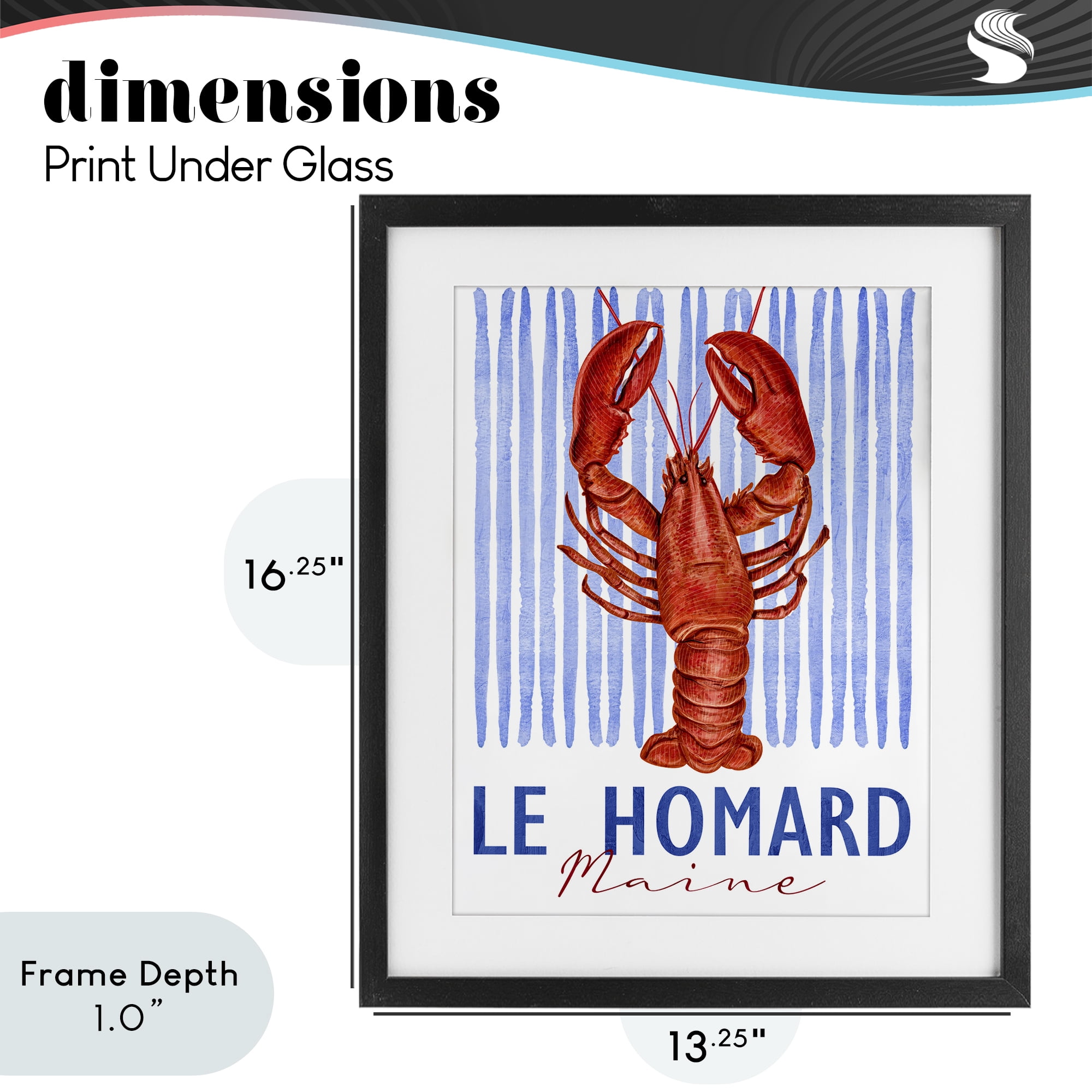 Stupell Industries Le Homard Nautical Stripes Black Framed Print Under Glass, design by Kim Allen