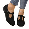 thumbnail image 6 of Willtoo Women Vintage T-Strap Faux Suede Wedge Flats Adjustable Buckle Low Heel Mary Jane Shoes Soft Non-Slip Retro Casual Walking Shoes, 6 of 6