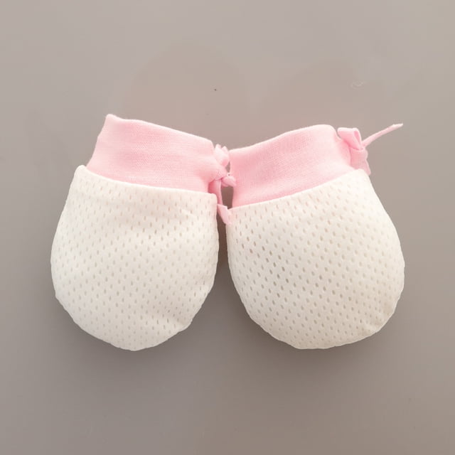 Guantes pequeños de malla antiarañazos para bebé, de verano, finos, transpirables, frescos, elásticos, con cordón y ajustables