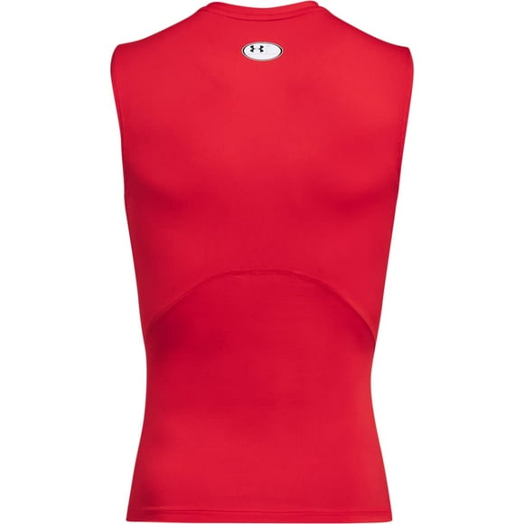 Under Armour Men's Armour HeatGear Compression Sleeveless T-Shirt , Red (600)/White , Small