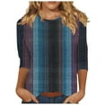 thumbnail image 2 of Blmnix Printed Women's Casual Tops Clothes 2025 Loungewear Oversized Tees for Women 3/4 Sleeve Crew Neck Tops, 2 of 5