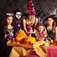 thumbnail image 6 of Monebena 12 pcs Halloween LED Necklace Bracelets Pumpkin Ghost Pirate Spider Eyeball Necklace Halloween Party Favor Light up Flashing Decoration Trick Treats Gift Bag Fillers for Women Men Family Pack, 6 of 8