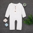 thumbnail image 1 of ITFABS Baby Romper,Solid Color Ribbed Button-Down Long Sleeve Round Neck Romper, 1 of 5