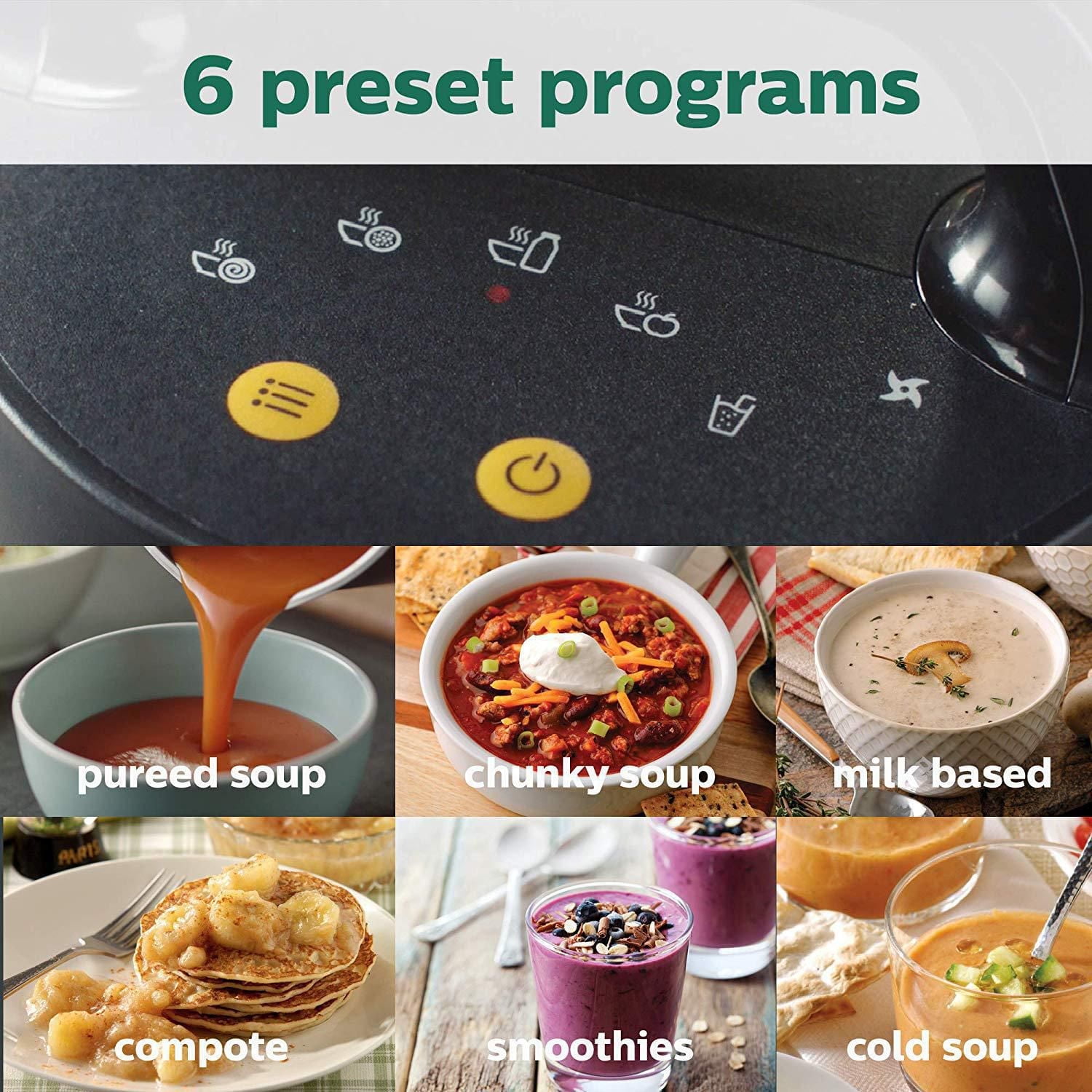 Philips Viva Collection SoupMaker, 6 programmes prédéfinis, HR2204/70