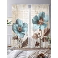 thumbnail image 3 of Sheer Curtains 84 Inches Long, Teal Tulip Vintage Botanical Summer Light Filtering Window Curtains for Living Room/Bedroom, Spring Floral Rod Pocket Voile Sheer Curtain Drapes, 52"W x 84"L, 2 Panels, 3 of 9