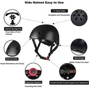 KAMUGO Helmets for Kids ,Black Helmet Knee Pads and Elbow Pads for Kids