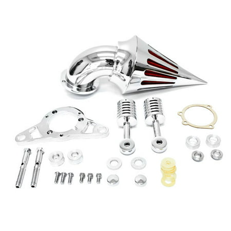 Krator Harley Davidson Softail Night Train Fat Boy Dyna Super Glide Low Rider Wide Glide Touring Road King Road Glide Chrome Aluminum Cone Spike Air Cleaner Kit Intake Filter Motorcycle (Best Motorcycle Air Filter)