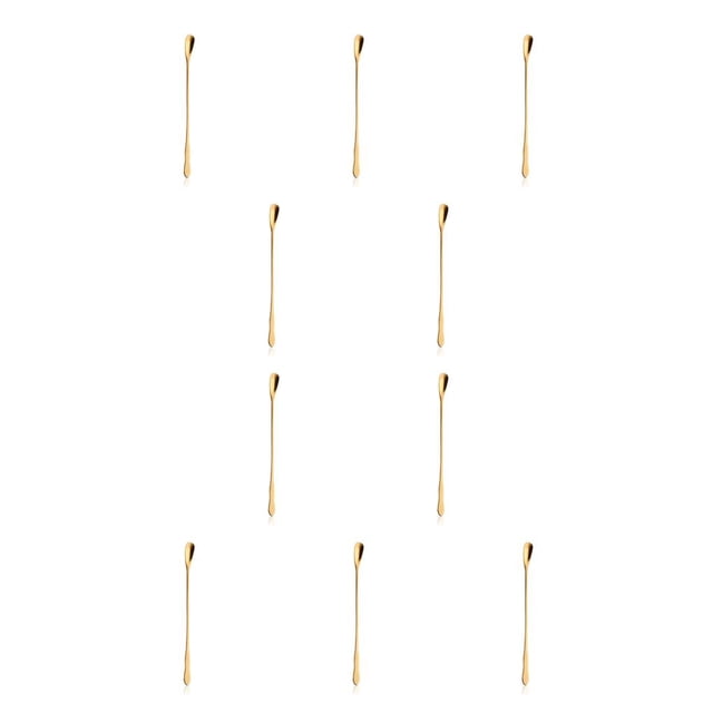 Monstrate Cuchara mezcladora de acero inoxidable con mango largo, hecha a mano, reutilizable, para helado, bebida fría, café, cucharas para oro Escribe un 10piezas