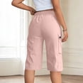 thumbnail image 4 of KIHOUT Women's Cargo Capri Shorts - 100% Polyester, High Waist with Elastic Back, Multi Pockets for Casual & Outdoor Activities, 4 of 5