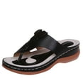 thumbnail image 2 of Viluyesy Sandals for Womens, Arch Support Leopard Slip-On Casual Beach Flip Flops Shoes Black, 2 of 7
