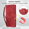thumbnail image 4 of Allytechgroup Wallet Flip Case for iPhone 16 with Orchid Butterflies Embossed Pattern, Premium PU Leather Kickstand Magnetic Clasp Shockproof Case with Card Holder & Wrist Strap, Red, 4 of 8