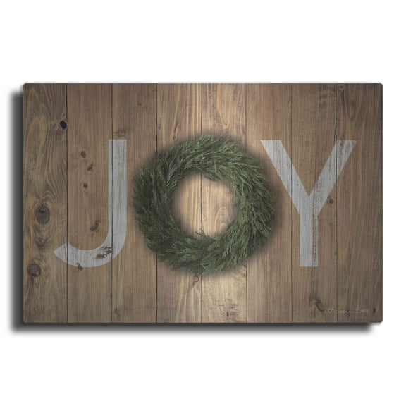 Luxe Metal Art 'Joy Cedar Wreath' by Susan Ball, Metal Wall Art, 16"x12"