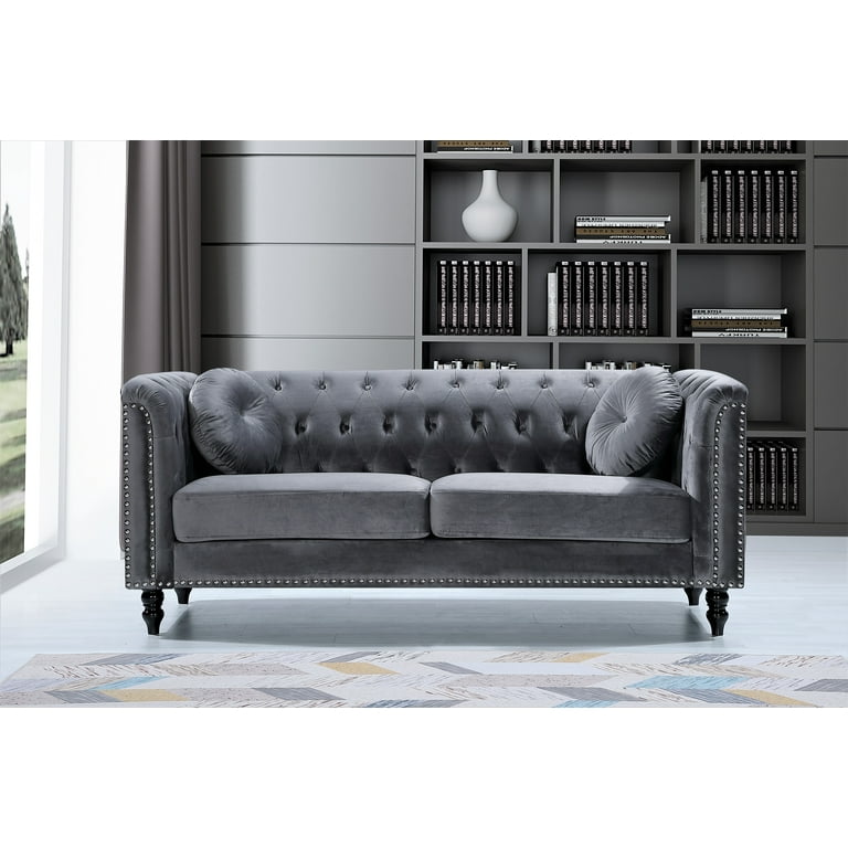 Lokka Sofa Set Velvet (Dark Grey) – WoodPeckerz Furniture