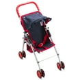 thumbnail image 2 of HushLily® - Foldable Baby Doll Stroller with Smooth Rolling Wheels with Adjustable Canopy & Basket - Denim Blue & Red, 2 of 2