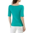 thumbnail image 4 of MODA NOVA Juniors Half Sleeves Scoop Neck Fitted Layering Top T-Shirt, 4 of 7