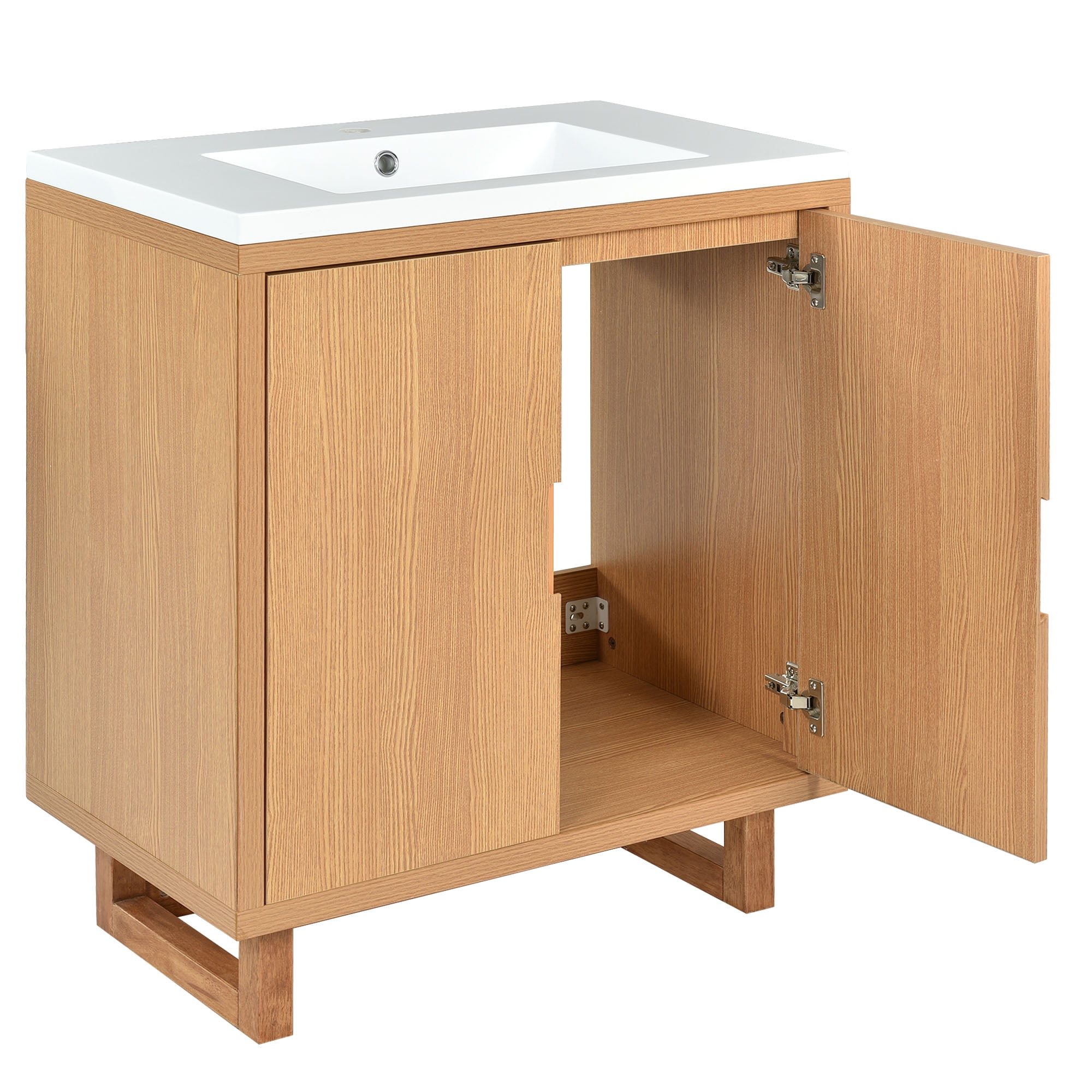 MAYEERTY 30" Bathroom Vanity Set - Sink + Combo Cabinet, Solid Wood Frame